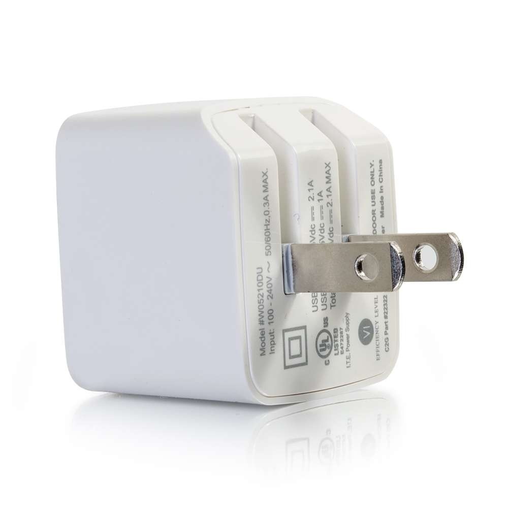 2Port USB Wall Charger AC to USB Adapter, 5V 2.1A Output USB