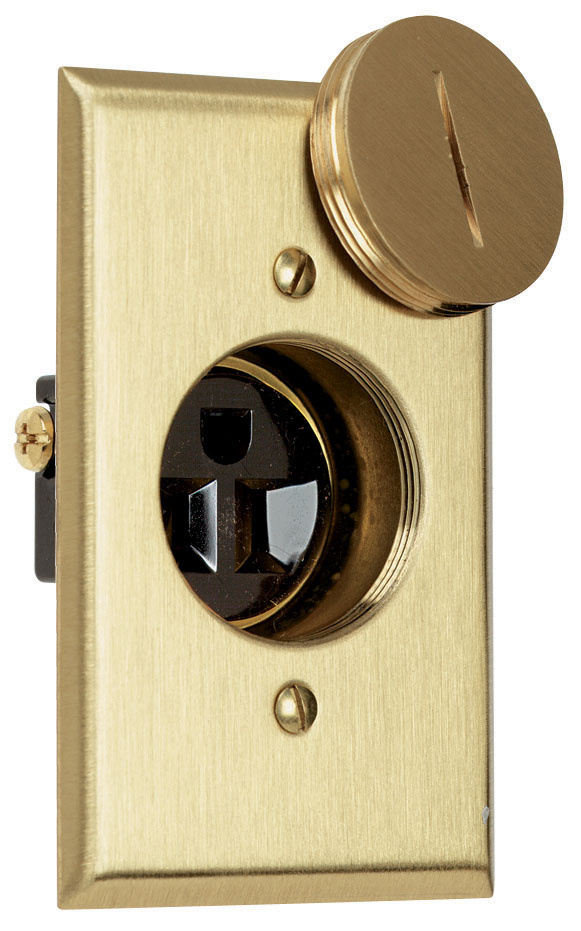 Tamper Resistant Display Receptacle 15A 125V with Brass Plate Floor