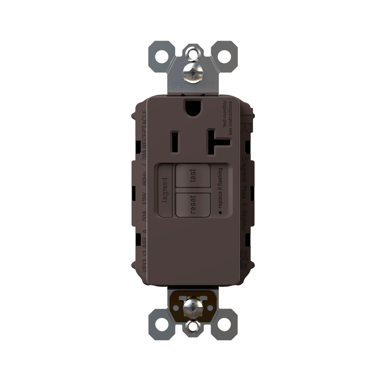 radiant 20A TamperResistant SelfTest Simplex GFCI Outlet