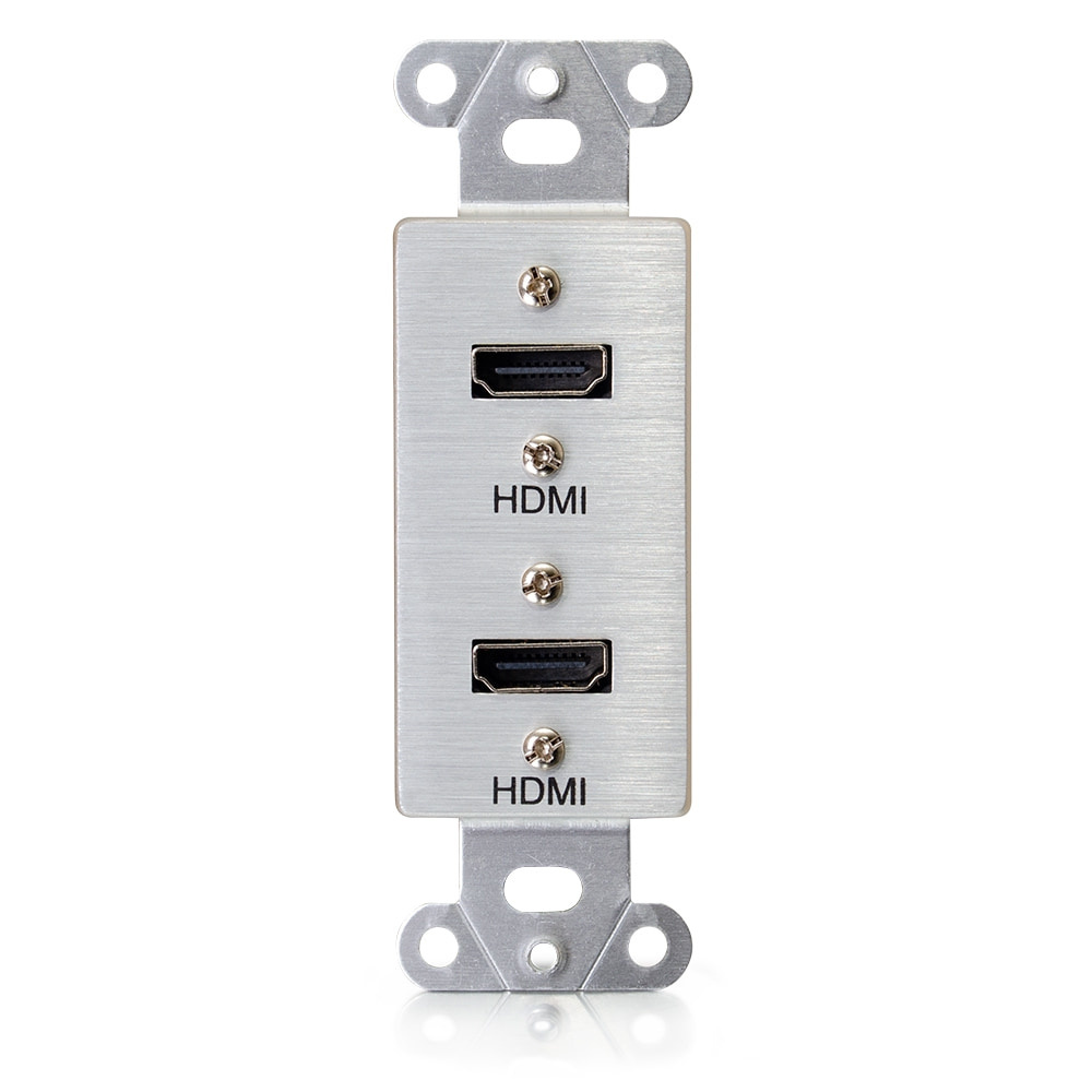 Dual HDMI® Pass Through Decorative Wall Plate Aluminum DisplayPort