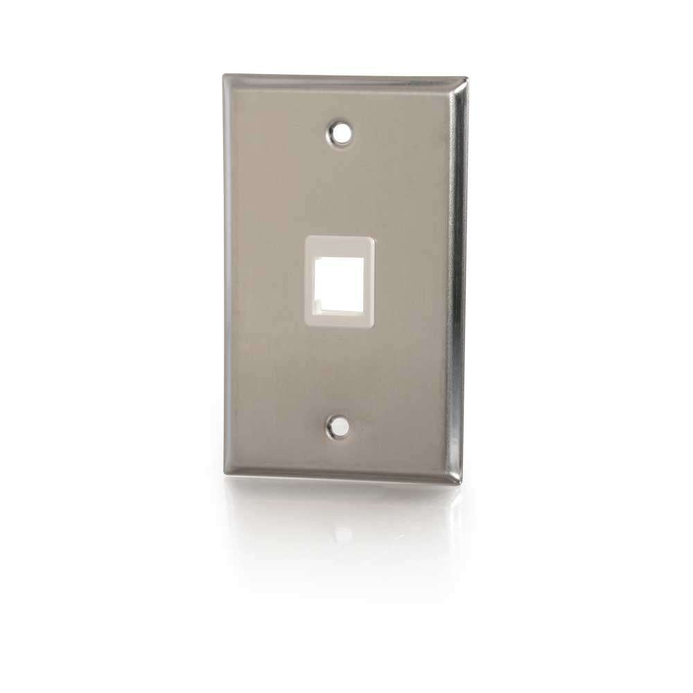 One Port Keystone Single Gang Wall Plate Stainless Steel (TAA Compliant) Keystone Wall