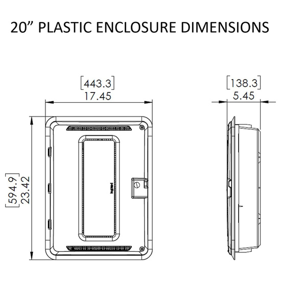 20inch Plastic Enclosure with Trim Ring and Hinged Door