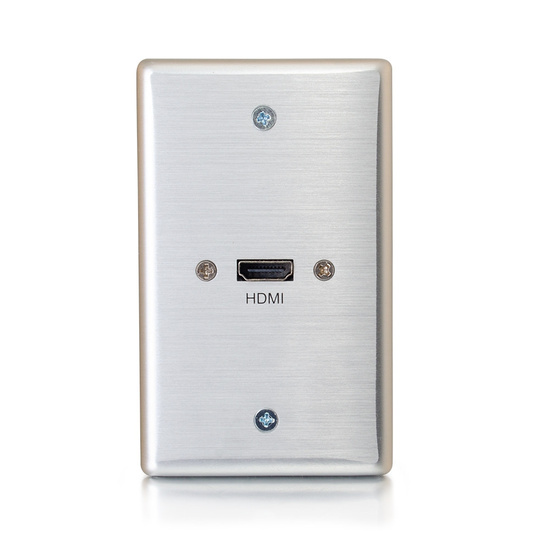 HDMI® Pass Through Single Gang Wall Plate Brushed Aluminum Single