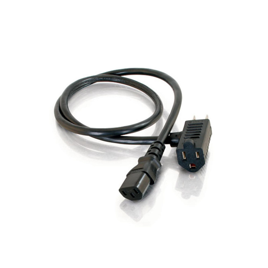 3ft (0.9m) 16 AWG Universal Power Cord With Extra Outlet AC Power