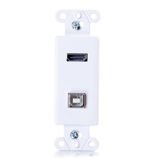 HDMI and USB Pass Through Wall Plate White DisplayPort, DVI, VGA
