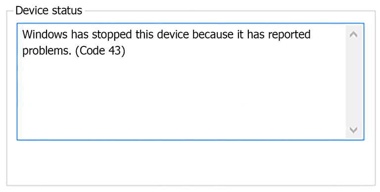 Error Code 43 Windows 10