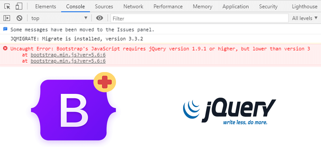 How to fix "Bootstrap's JavaScript requires jQuery version 1.9.1 or