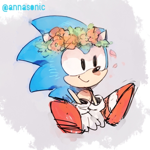 Sonic with a flower crown is so important. \(・ω・)/...