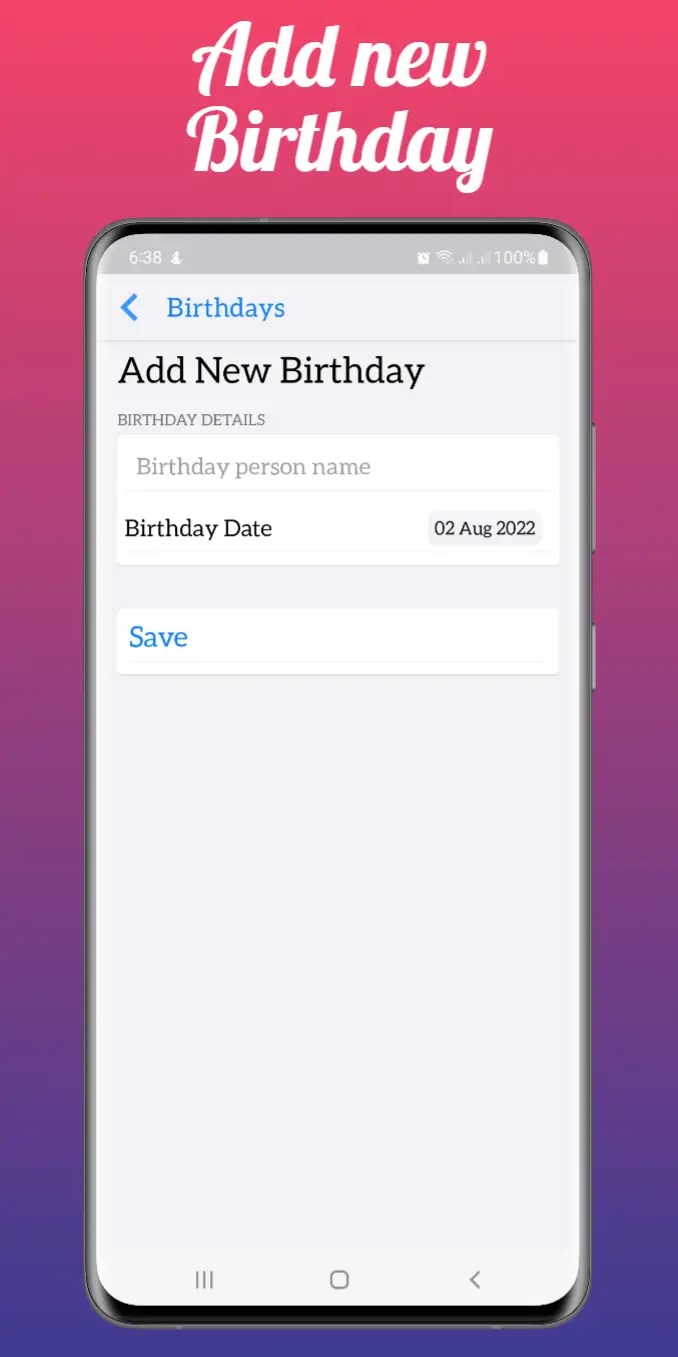 Birthdays Reminder (Android App) Freelancer