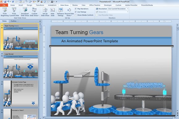 Animated Cogs in PowerPoint 2010 and 2013 PowerPoint Presentation
