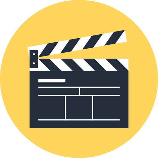 Action, cinema, cinematography, clapboard, clapper, film, movie icon
