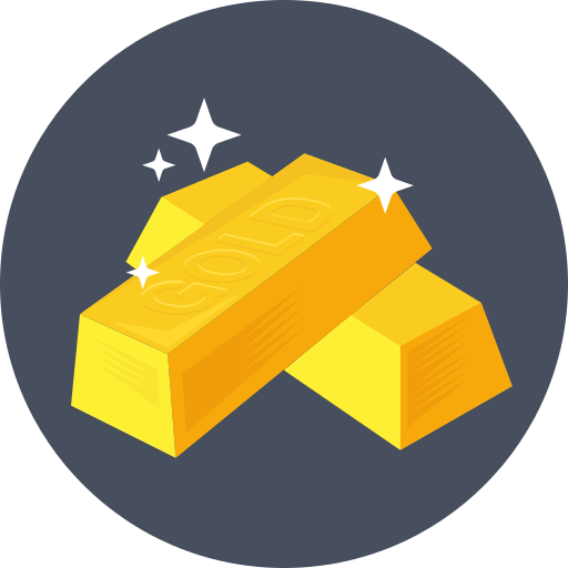 Gold bars, gold bricks, gold ingots, gold pile, gold reserve icon