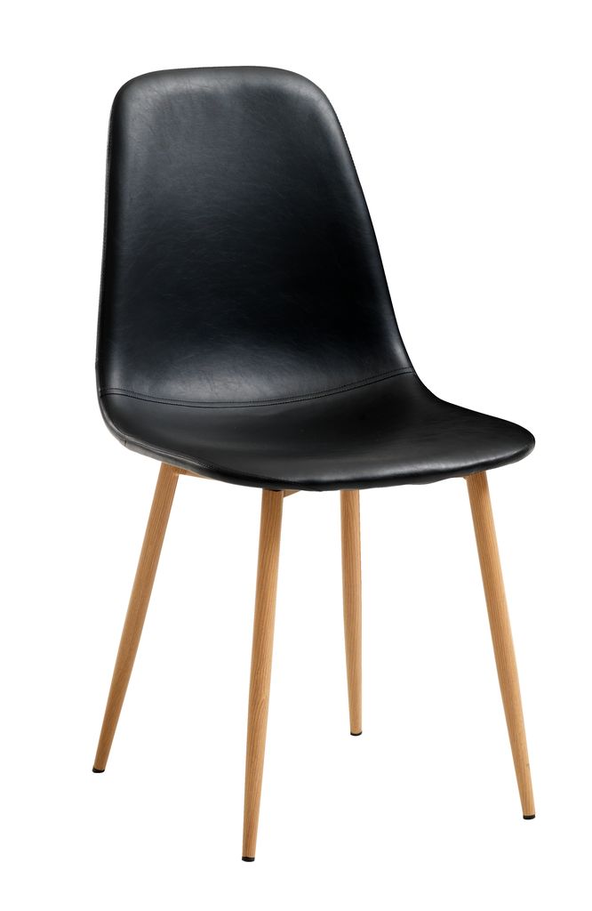 Dining chair JONSTRUP black faux leather/oak colour JYSK