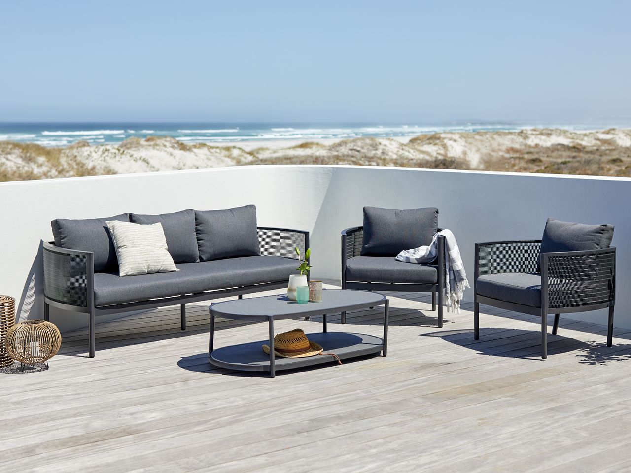 Skyddsöverdrag Loungeset Loungesett MAKHOLM 5 seter svart JYSK