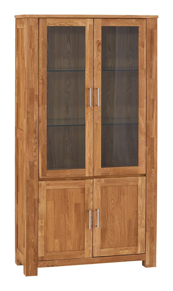 Vitrine OLDE 2 portes + 2 portes vitrées chêne JYSK