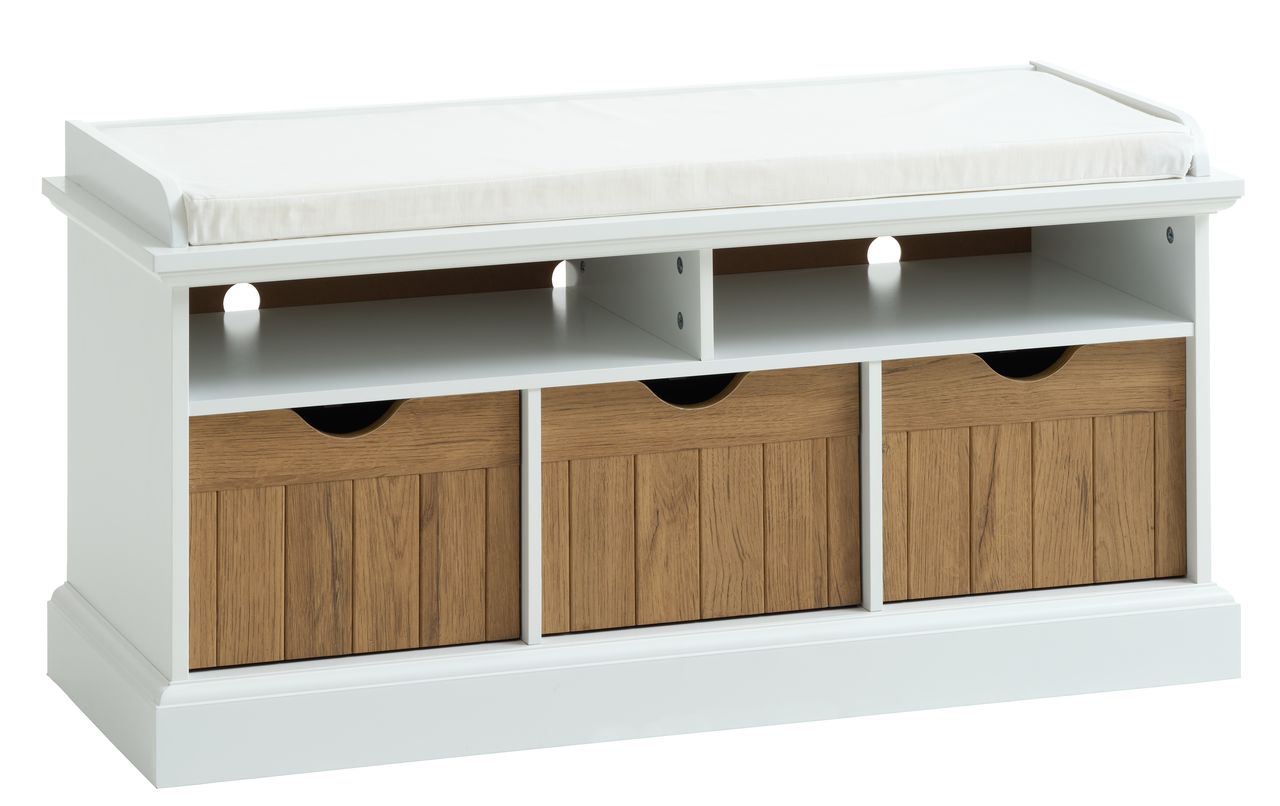 Bænk OLDEKROG 3 skuffer hvid/eg JYSK