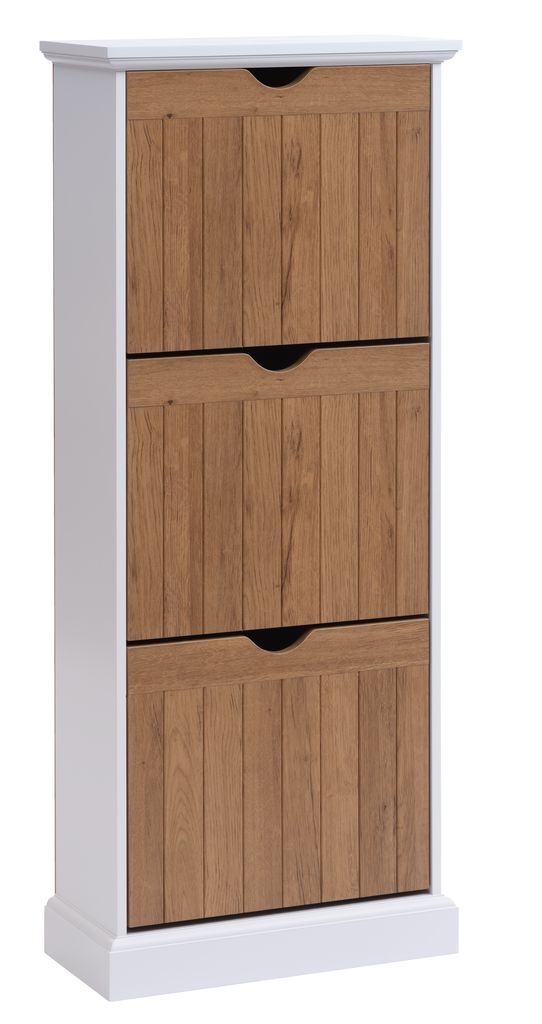 Shoe OLDEKROG 3 compartments white/oak JYSK
