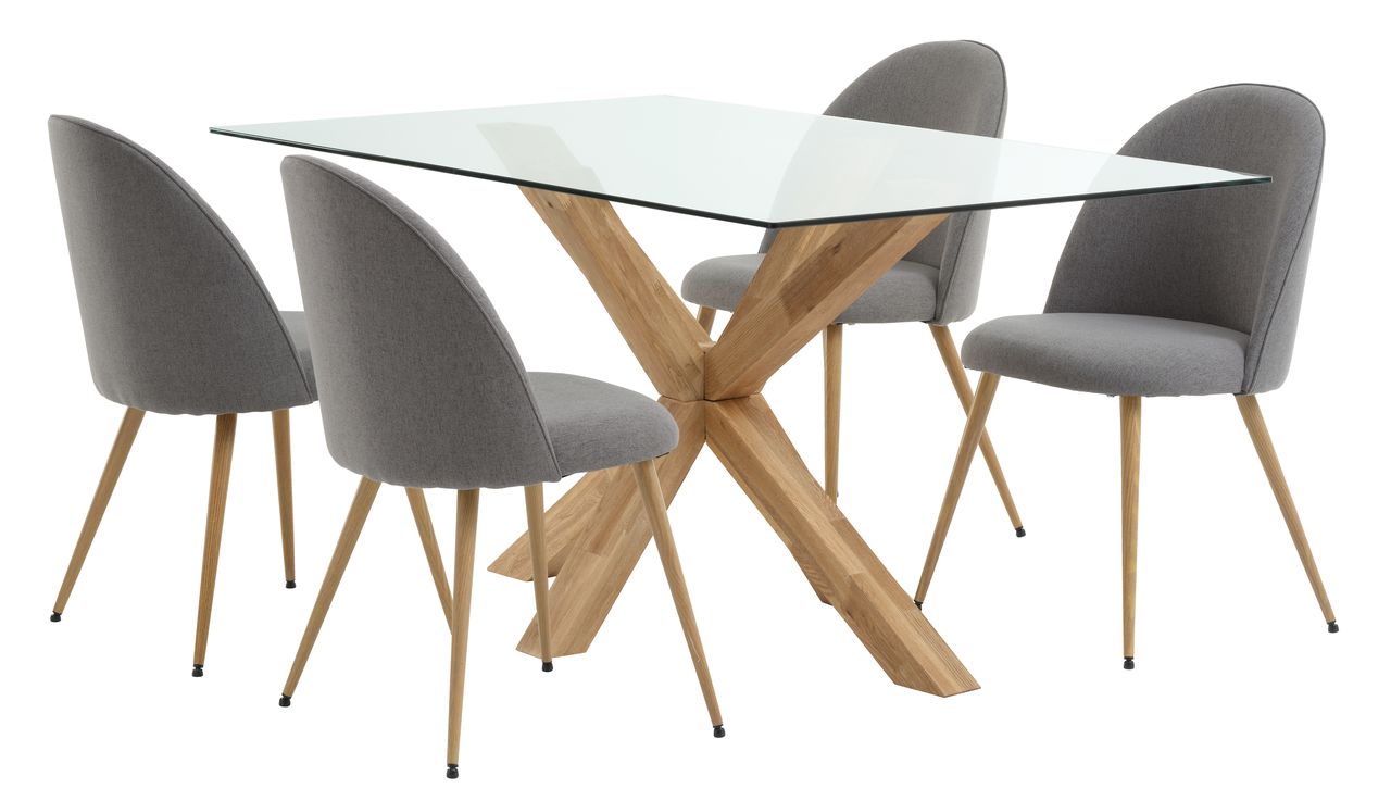 AGERBY L160 table oak + 4 KOKKEDAL chairs grey/oak JYSK