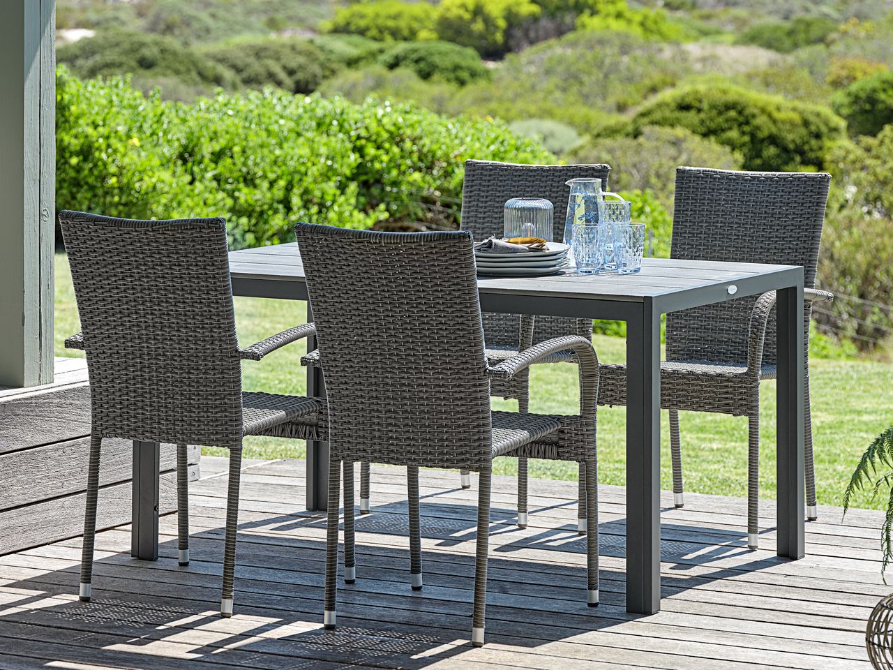 PINDSTRUP L150 table grey + 4 GUDHJEM chair grey JYSK