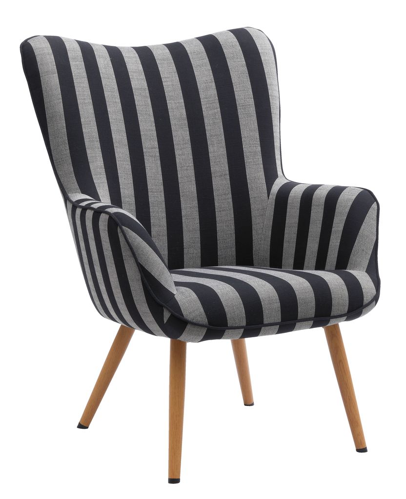 Fauteuil SIMESTED rayures tissu noir/beige JYSK