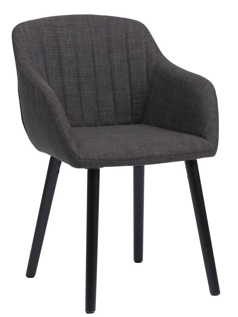 Dining chair ADSLEV anthracite grey fabric/black JYSK