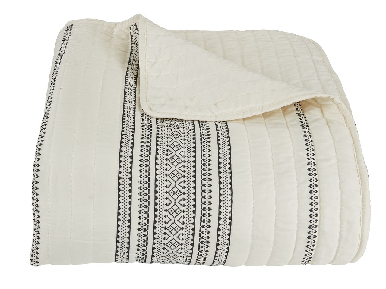 Bed throw KORNVALMUE 220x240 beige/black JYSK