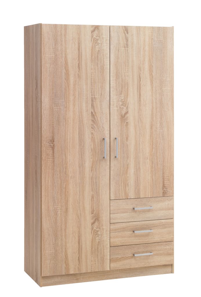 Wardrobe HAGENDRUP 2doors 3drawers oak JYSK