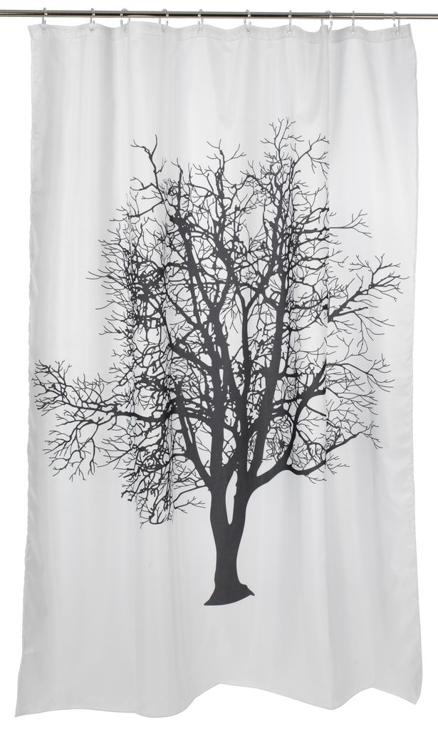 Shower curtain MARIEBY 180x200 white/blk JYSK