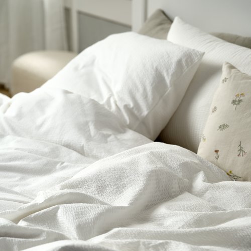 Seersucker duvet cover set TINNE Double white JYSK