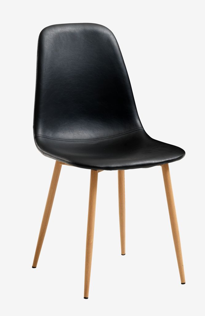 Dining chair JONSTRUP black faux leather/oak colour JYSK