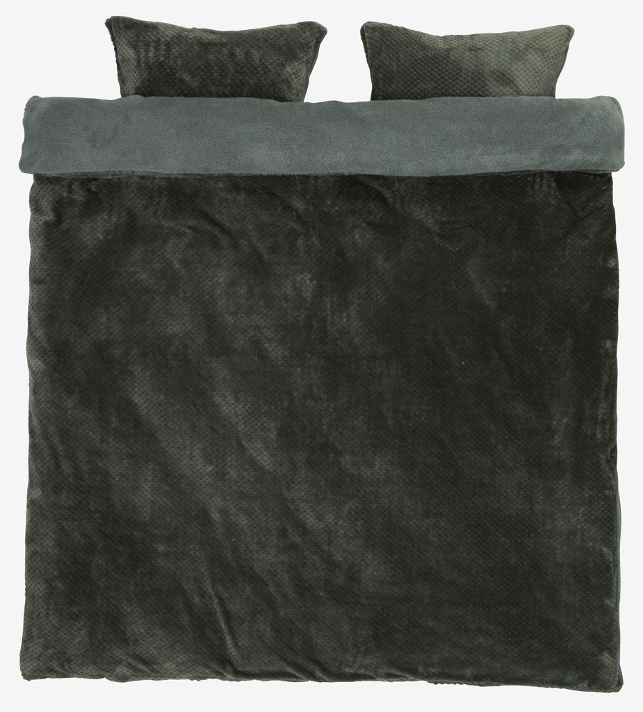 Fleece duvet cover set RIE King anthracite grey JYSK
