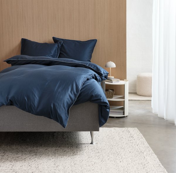 Sateen duvet cover set SANNA King dark blue JYSK