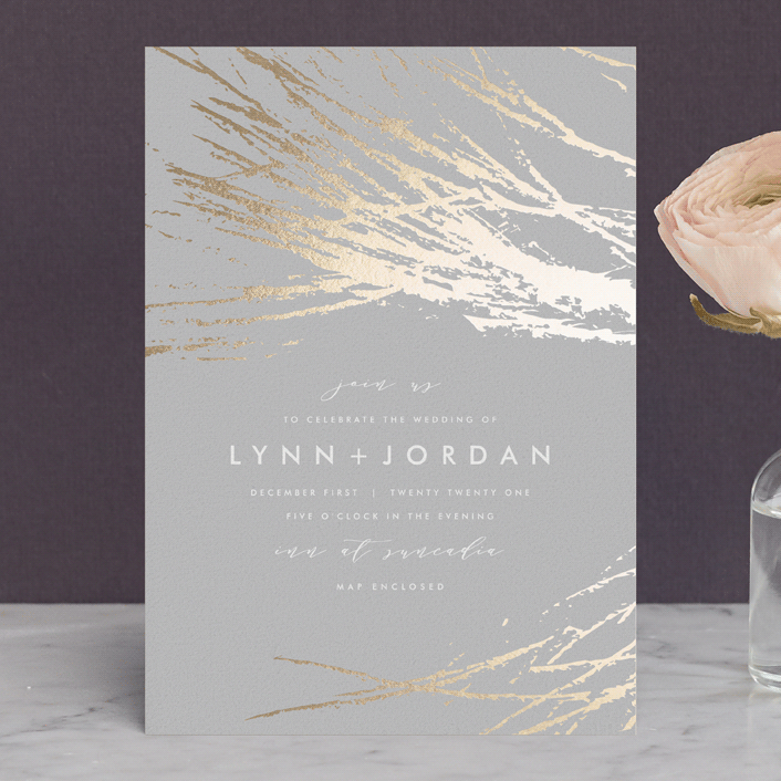 Frosted Branches FoilPressed Wedding Invitations by AK Graphics Minted