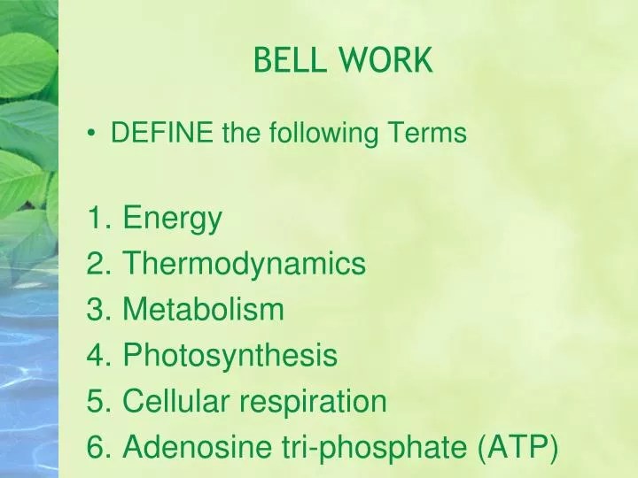 PPT BELL WORK PowerPoint Presentation, free download ID5384357