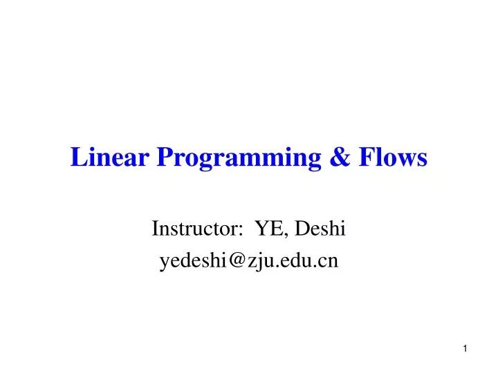 PPT - Linear Programming & Flows PowerPoint Presentation, free download