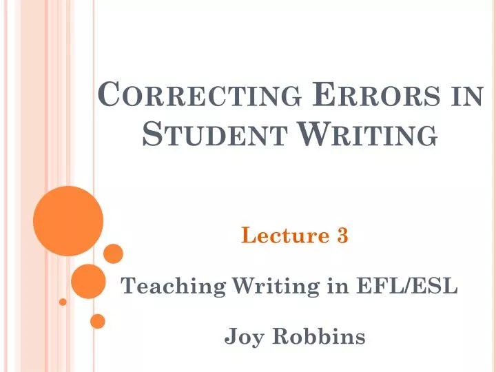 PPT Correcting Errors in Student Writing PowerPoint Presentation
