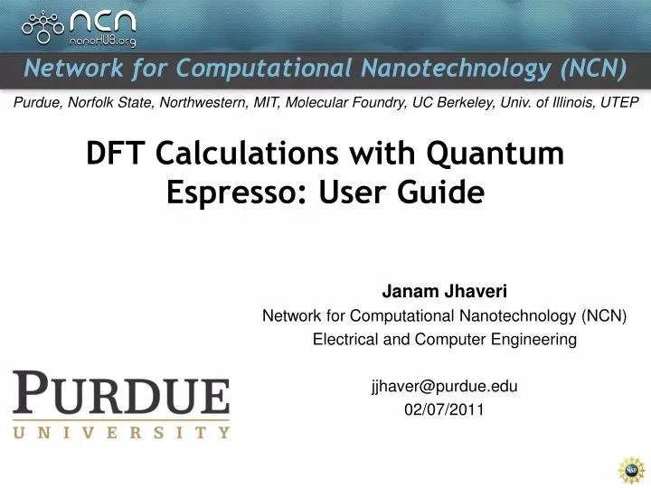 PPT DFT Calculations with Quantum Espresso User Guide PowerPoint