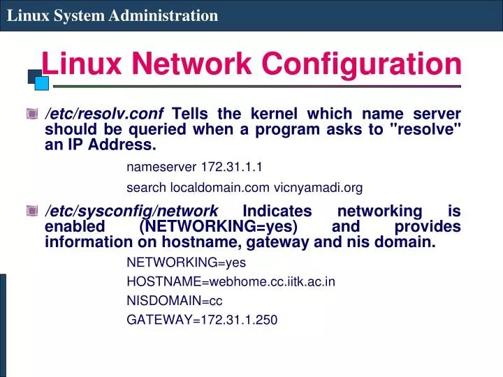 PPT Linux Network Configuration PowerPoint Presentation, free