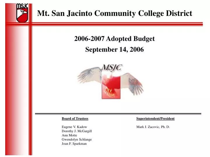 PPT Mt. San Jacinto Community College District PowerPoint