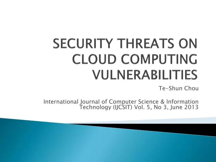 PPT SECURITY THREATS ON CLOUD COMPUTING VULNERABILITIES PowerPoint