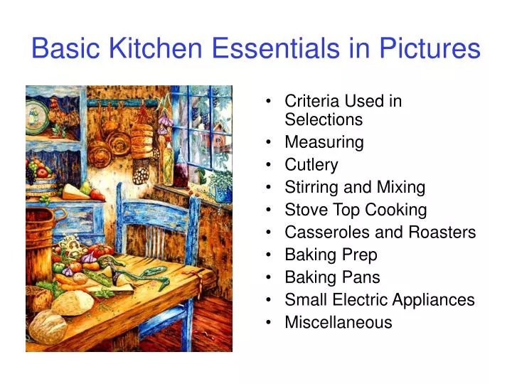 PPT Basic Kitchen Essentials in Pictures PowerPoint Presentation, free download ID6575729