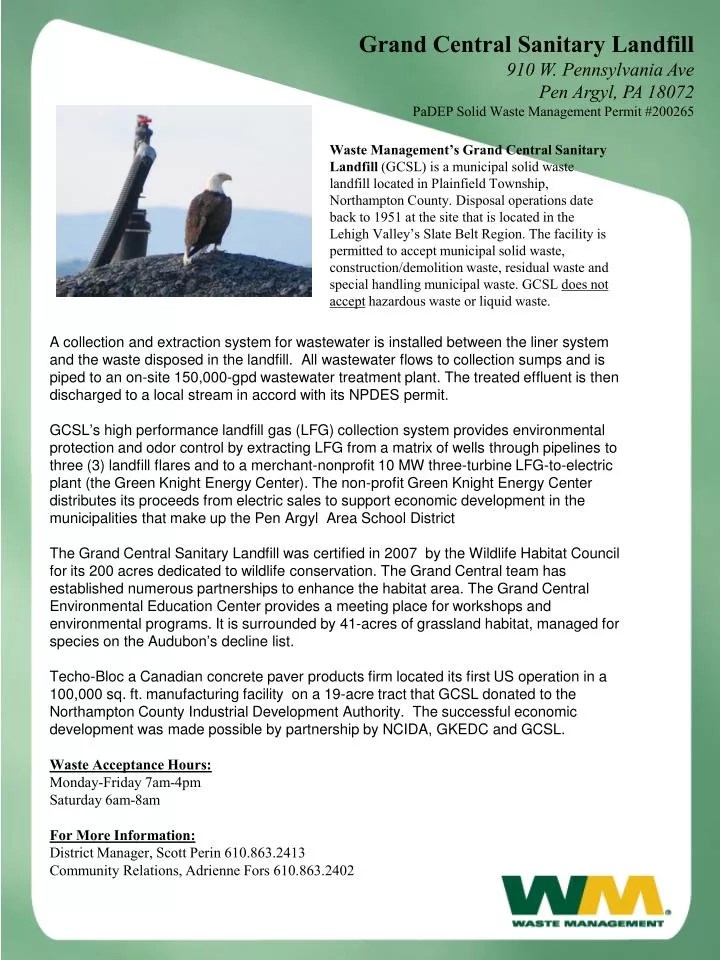 PPT Grand Central Sanitary Landfill 910 W. Pennsylvania Ave Pen Argyl