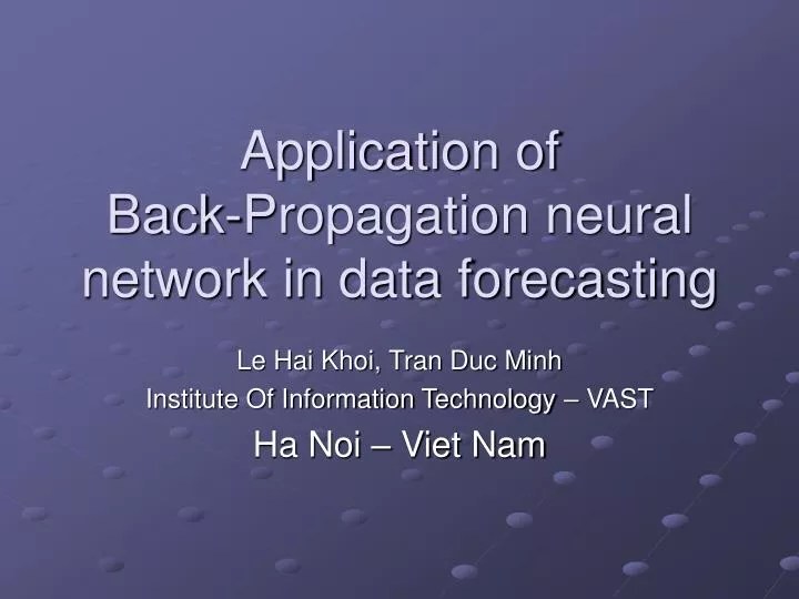 PPT Application of BackPropagation neural network in data