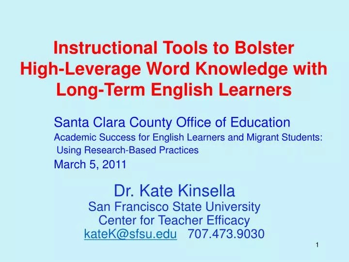 PPT Instructional Tools to Bolster HighLeverage Word Knowledge with
