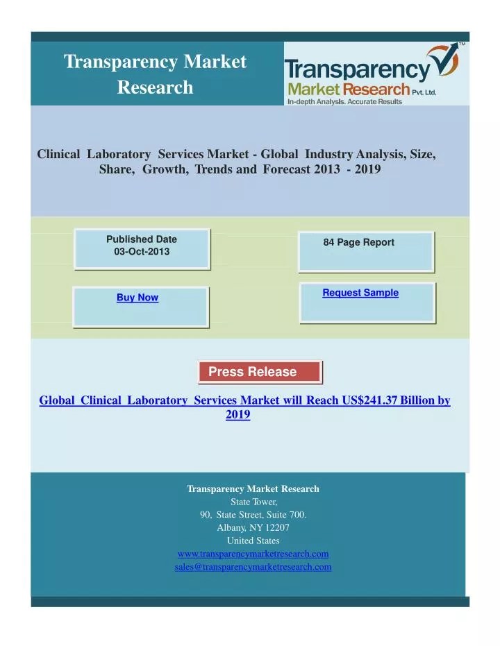 PPT Clinical Laboratory Services Market Global Industry Analys