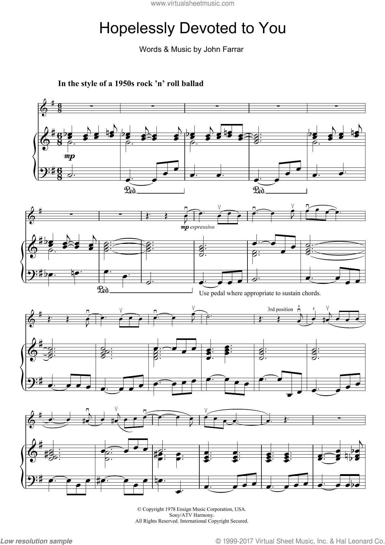 Hopelessly Devoted To You Piano Sheet Music Pdf Epic Sheet Music