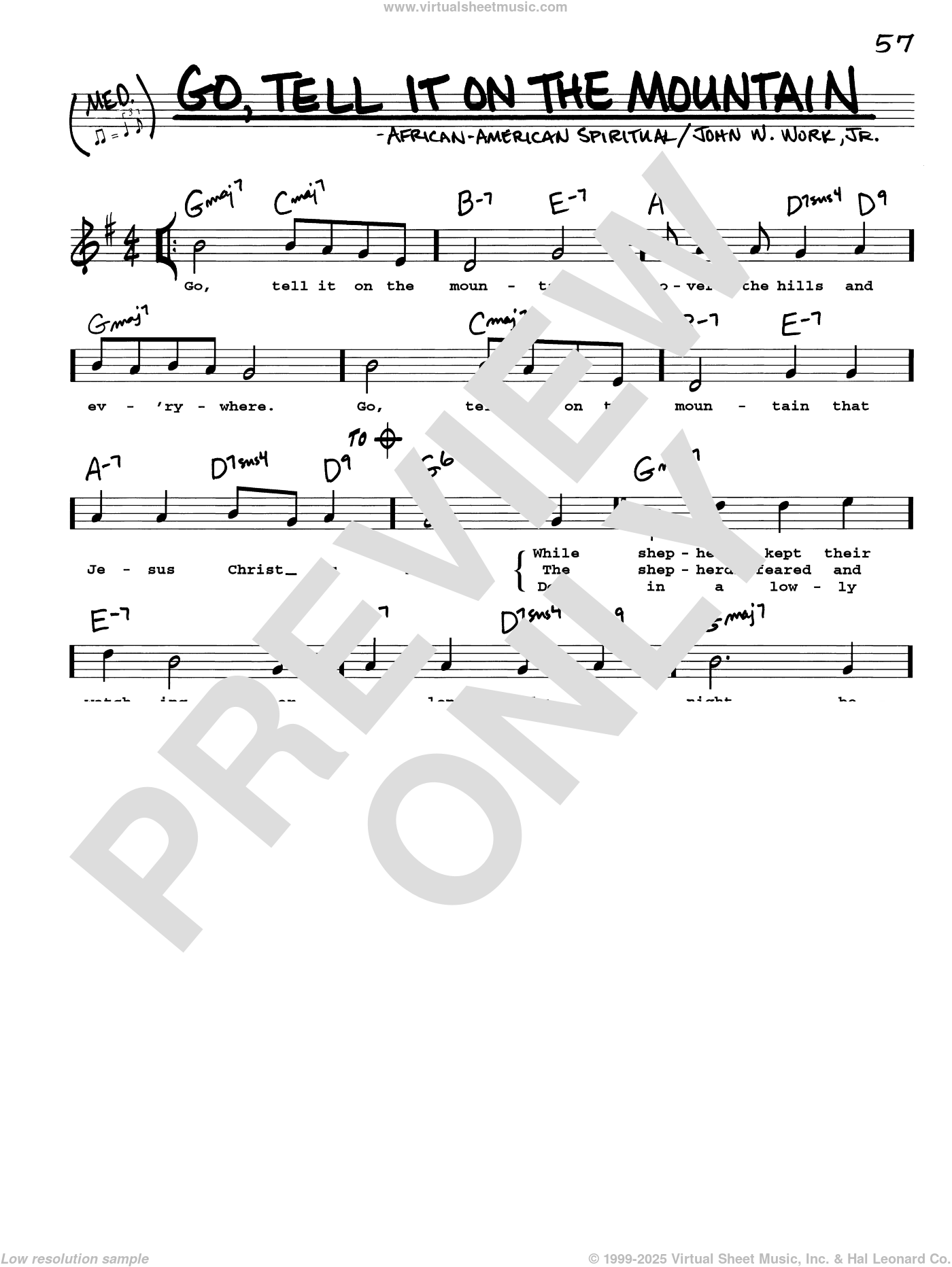 Work, Jr. Go, Tell It On The Mountain sheet music (real book with lyrics)