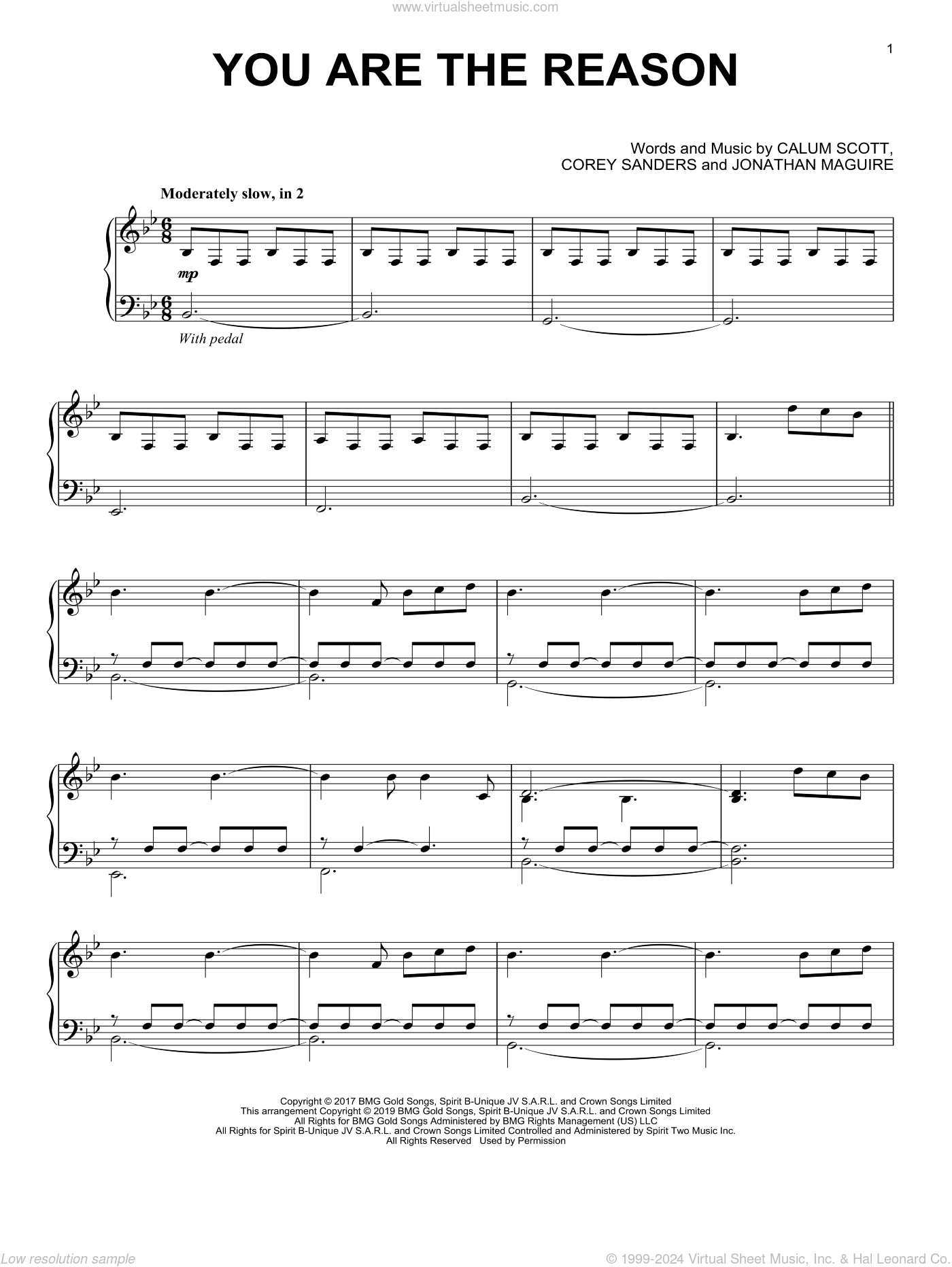 Scott You Are The Reason, (intermediate) sheet music for