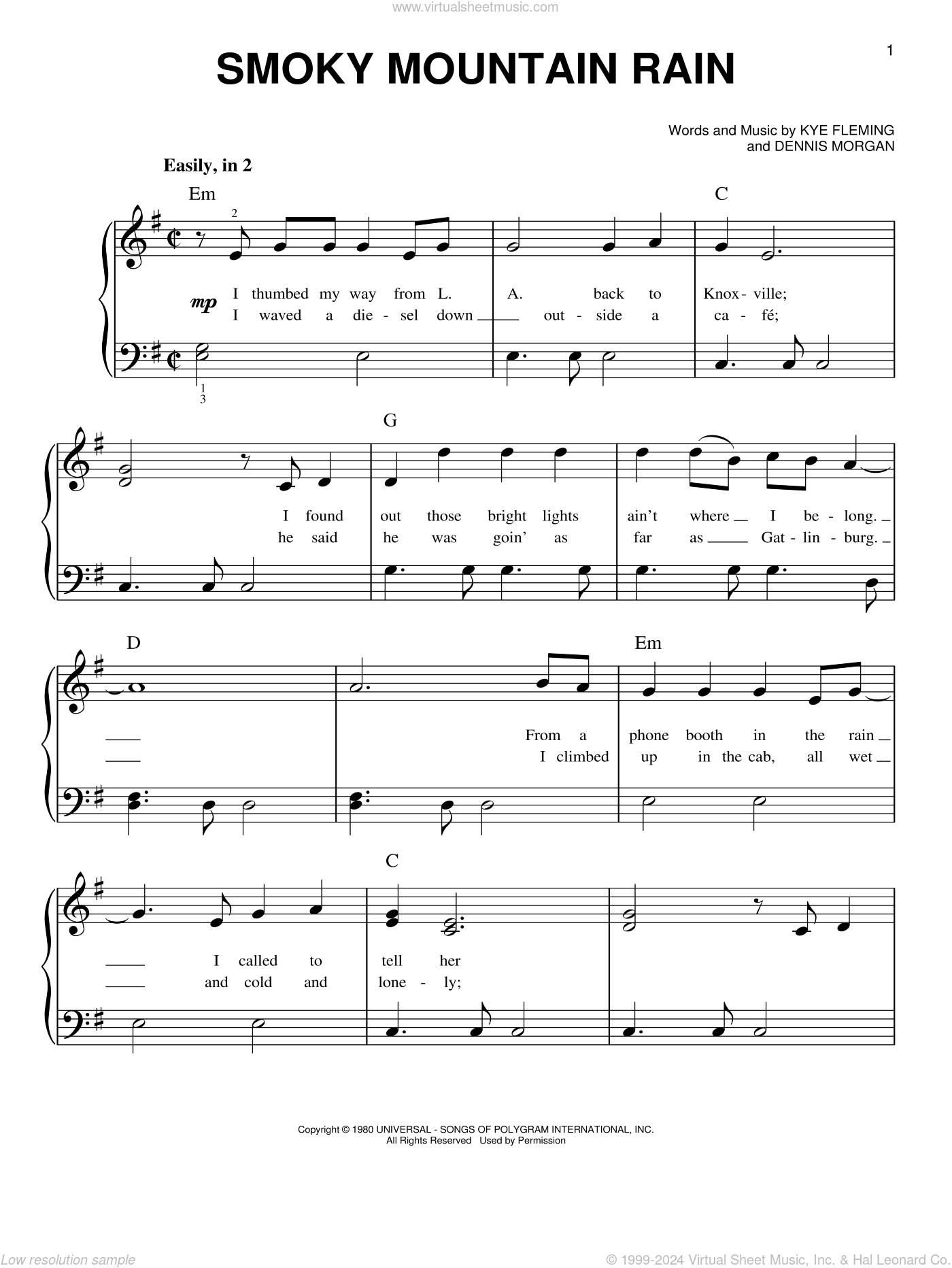 Smoky Mountain Rain sheet music for piano solo (PDFinteractive)
