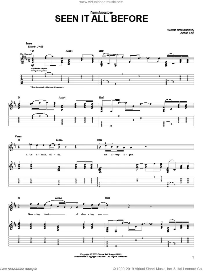 Buy Amos Lee Sheet music Lee, Amos music scores